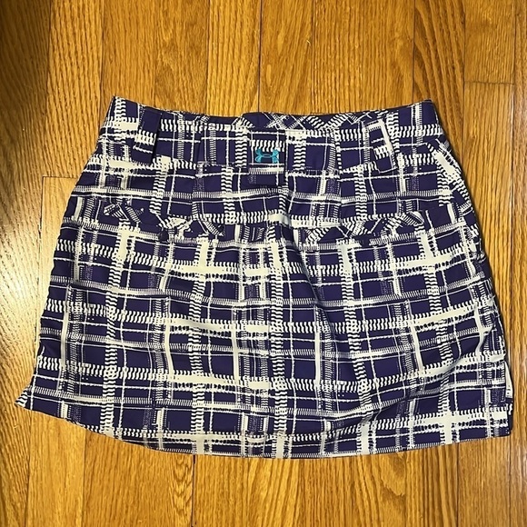 Under Armour Performance Honey Pot Purple/White Plaid Golf Skort Sz 4 - Picture 3 of 5